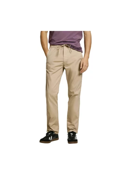 Pepe Jeans Spodnie Mężczyzna Wygodne spodnie Chino Pull On beżowy