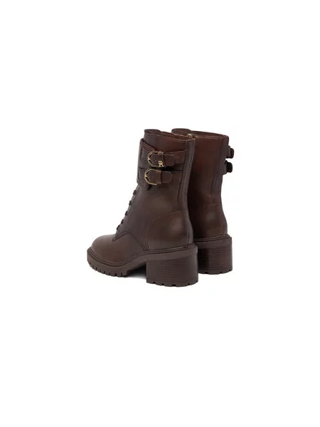Tommy Hilfiger Bakancs Block Heel Buckled Lace-Up Boot barna
