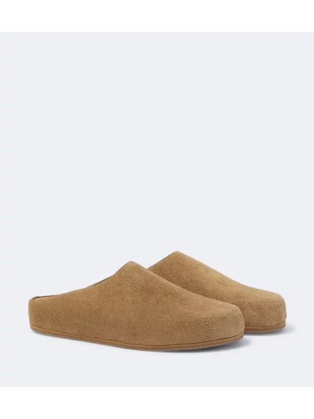 Papuci tip mules Studio Nicholson din piele de căprioară bej