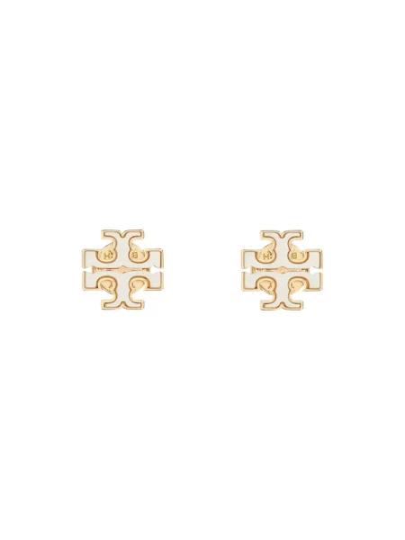 Kolczyki Tory Burch z logo białe
