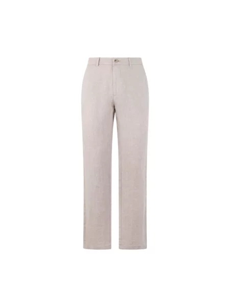 Lniane spodnie Brooks Brothers beżowe
