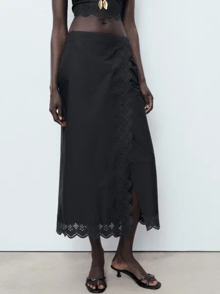 Спідниця міді MANGO чорний