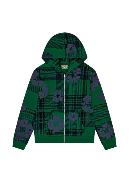 Кариран суичър с качулка Denim Tears зелено