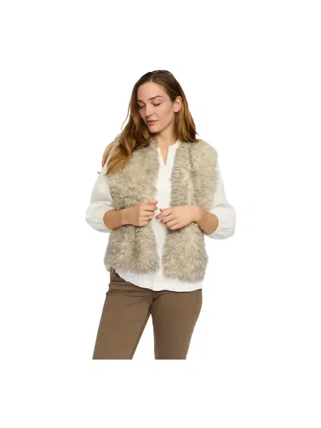 Sztuczne futro kamizelka 2-biz w kolorze melanż beżowa