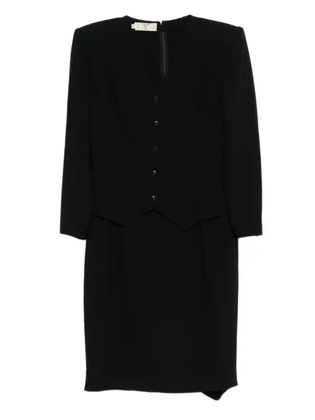 Vlněné oblekové šaty Valentino Garavani Pre-owned černé
