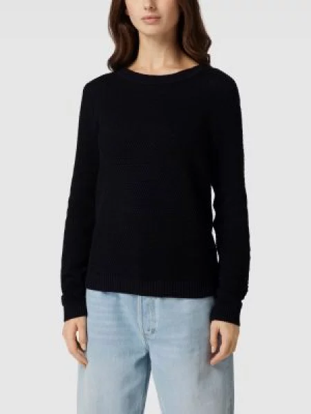 Sweter z dzianiny z fakturowanym wzorem model ‘Vidalo O-Neck’ Vila czarny
