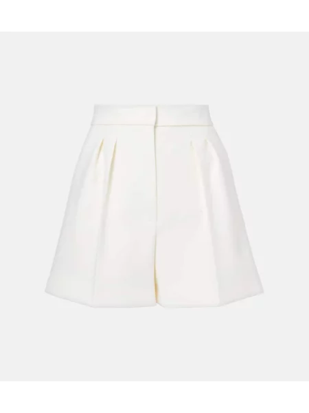 Pantaloni scurți Max Mara cu talie înaltă de lână alb