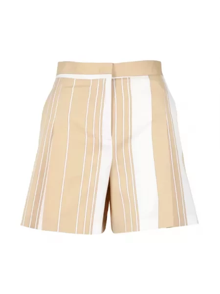 Wielobarwność szorty Semicouture z wysoką talią w paski beżowe