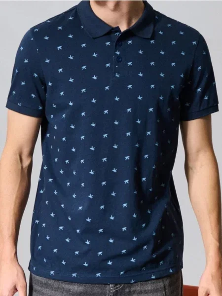 Sinsay Koszulka polo ze wzorem granatowy