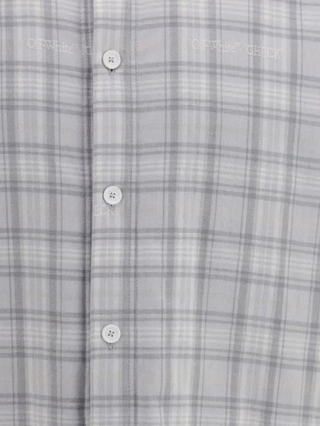 Cămașă Off-white în carouri de flanelă alb