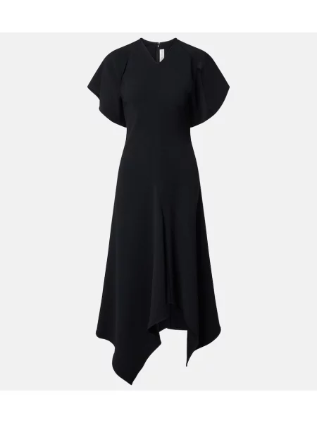 Rochie midi Victoria Beckham asimetrică drapată negru
