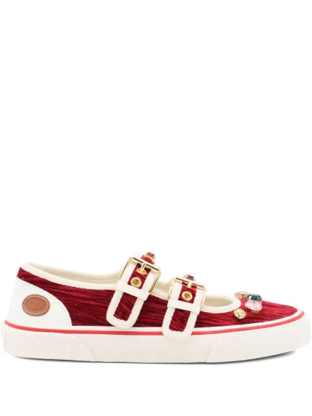 Sneakerși Valentino Garavani cu cataramă roșu