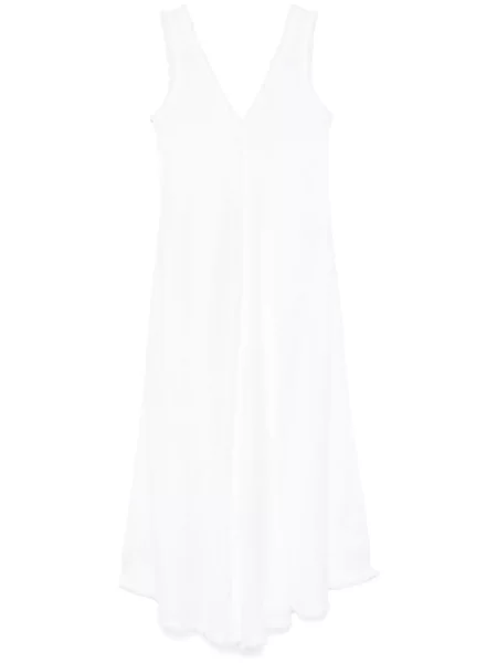 Lniana sukienka midi Parosh do kolan garniturowa biała