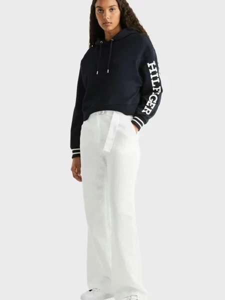 Укороченное худи Tommy Hilfiger синее