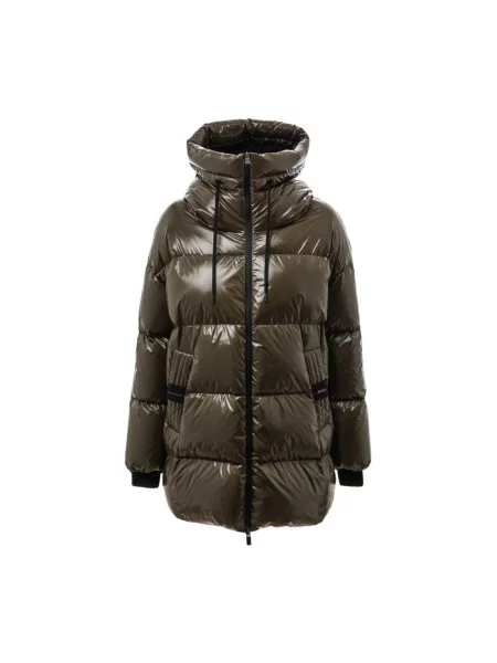 Lniana parka Herno z kapturem zielona