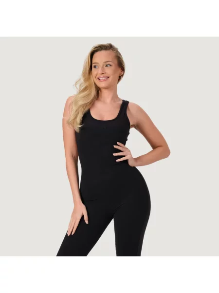 Kombinezon fitness bez rękawów slim fit NEO czarny