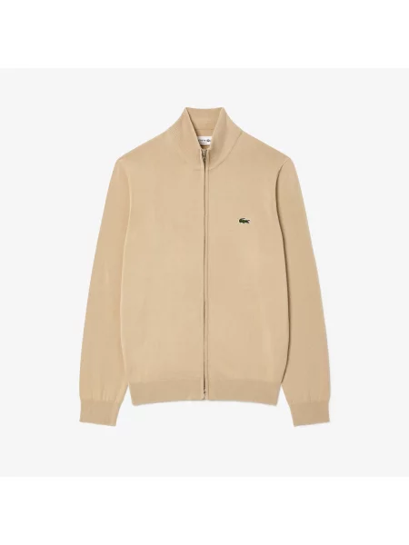 Lacoste Monochromatyczny Sweter Z Wysokim Kołnierzem I Zamkiem Błyskawicznym czarny