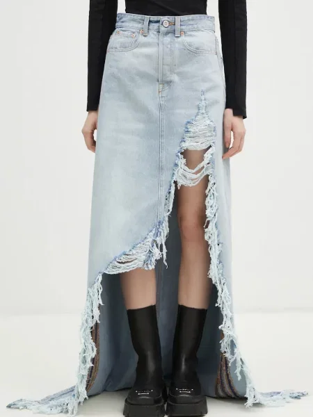 VETEMENTS fustă din denim Destroyed Denim Maxi maxi dreaptă