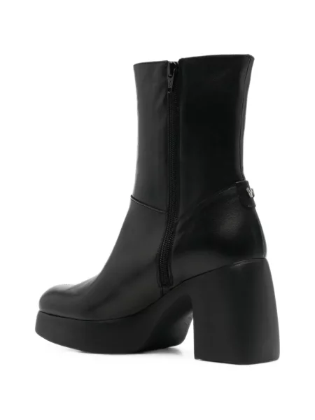 Cizme scurte Wonders din piele cu platformă negru