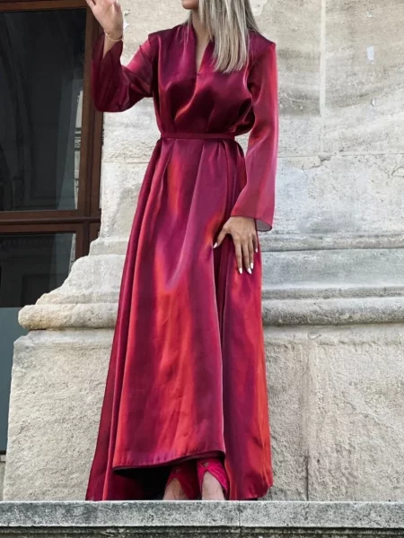 Gulerat rochie maxi Tessitura Body Couture roșu