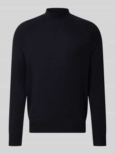 Sweter z dzianiny o kroju regular fit z mieszanki bawełny model ‘TITO’ Strellson granatowy