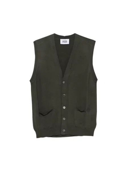 Sweter Alpha Studio z dekoltem w serek zielony