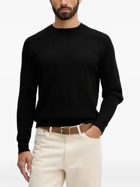 Pulover Armani Exchange cu decolteu rotund cu nervuri negru