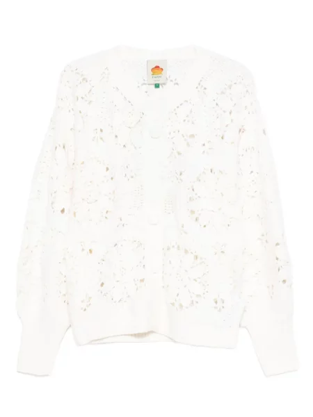 Cardigan Farm Rio cu model floral alb