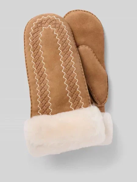 Rękawiczki ze skóry jagnięcej z haftem model ‘ATHERSON’ Ugg brązowe