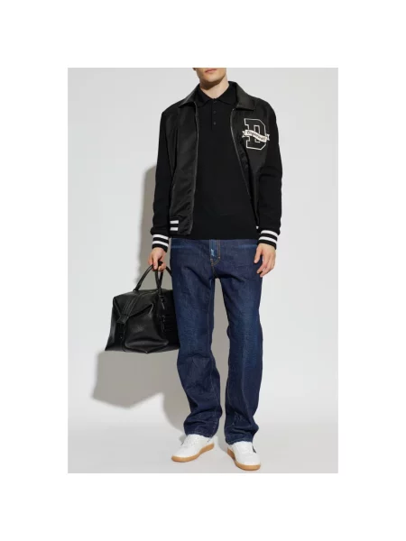 Sweter Dsquared2 wełniany z logo czarny