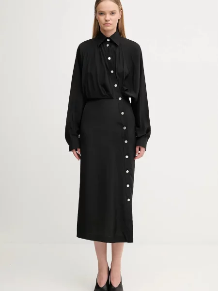 Sportmax rochie MARANTA midi drept negru