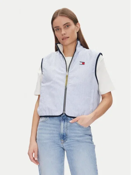 Tommy Jeans Vestă Tjw Reversible Teddy Vest celest albastru