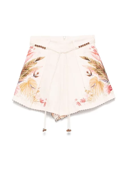 Lniane wielobarwność bermudy Zimmermann różowe