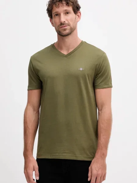 Тениска Gant с изчистен дизайн черно