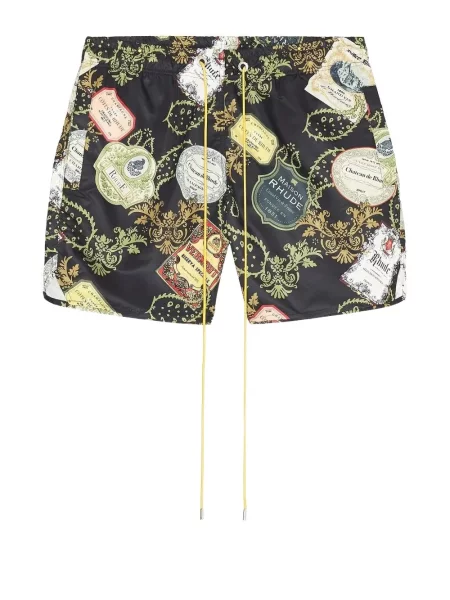 Slip de baie Rhude cu imagine negru