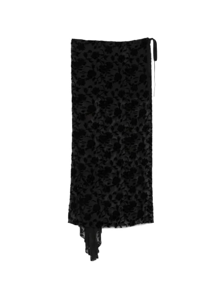 Fustă midi Ann Demeulemeester cu model floral negru