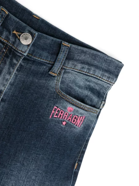 Jeansy straight leg dziecięce Chiara Ferragni niebieskie