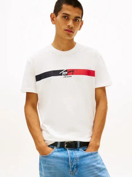 Tommy Jeans Majica rdeča / črna bela