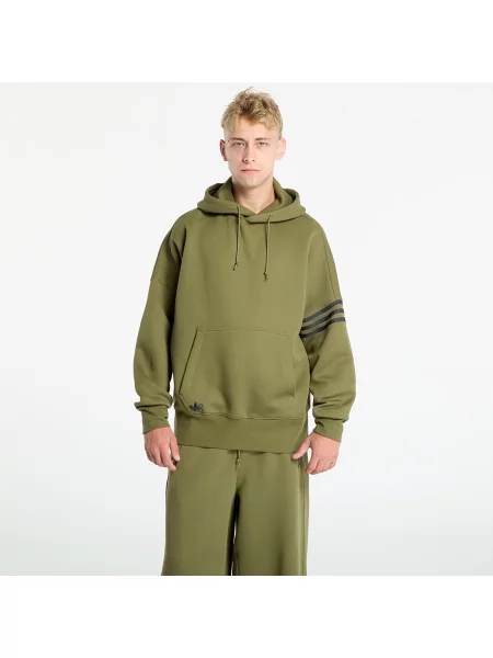 Суичър с качулка Adidas Originals с качулка с апликация зелено