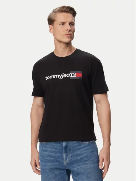 Tommy Jeans T-Shirt Entry Dna Μαύρο λευκό