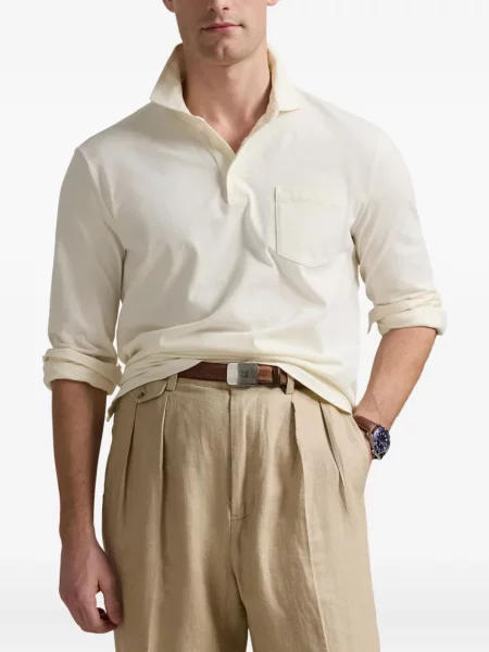 Dlouhé lněné kalhoty Polo Ralph Lauren bílé