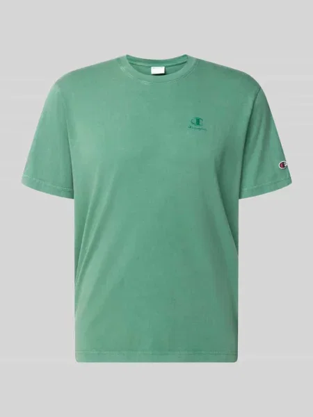 T-shirt z Wyhaftowane logo i Okrągły dekolt Champion zielona