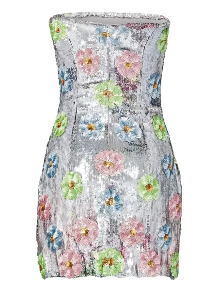 Mała mały sukienka mini Brandon Maxwell garniturowa srebrna