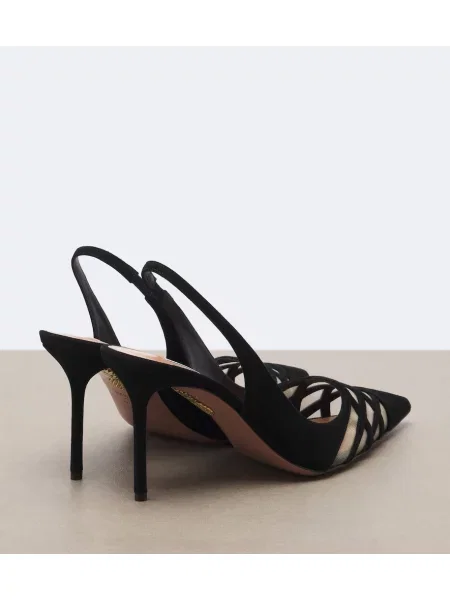 Pantofi cu toc Aquazzura din piele de căprioară slingback negru