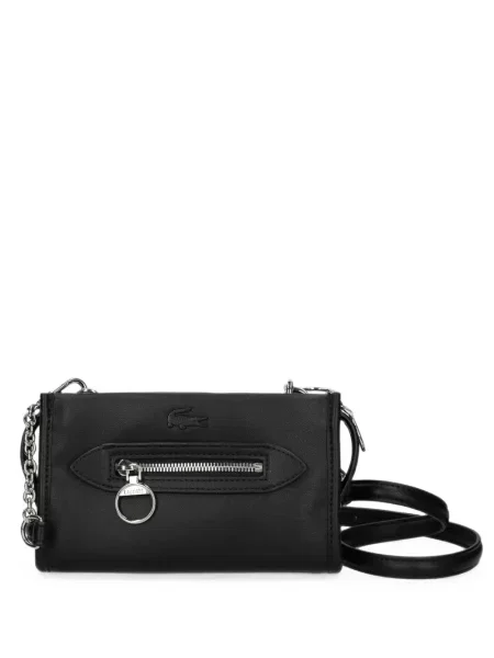 Geanta crossbody Lacoste cu autograf negru