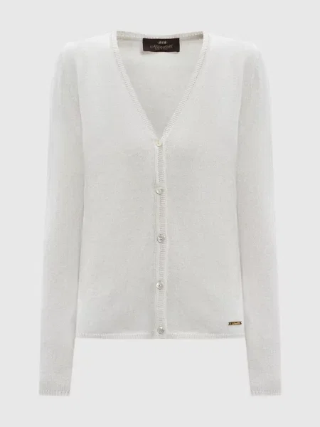 Кардиган з кашеміру з логотипом Enrico Mandelli білий