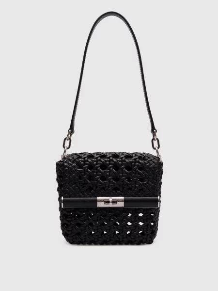 Кожаная плетеная сумка Dolce&gabbana черная