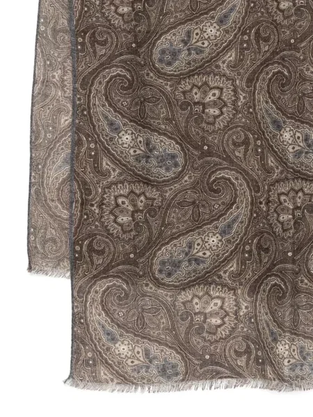 Κασκόλ Dell'oglio με κρόσσια paisley καφέ