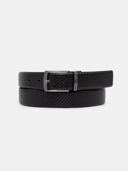 Emporio Armani curea reversibilă pentru bărbați din piele negru