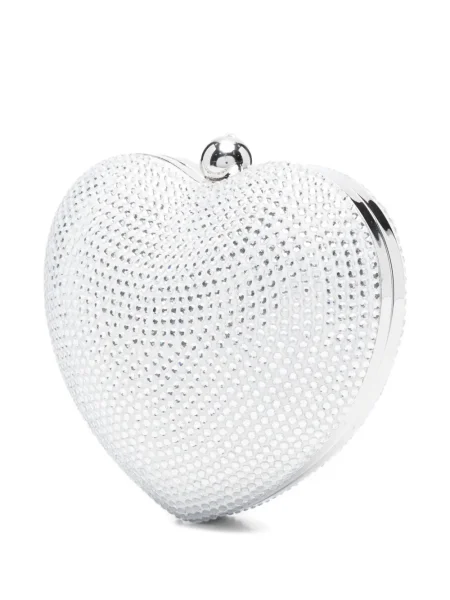 Geantă Mach & Mach de cristal cu motiv cu inimi mini alb